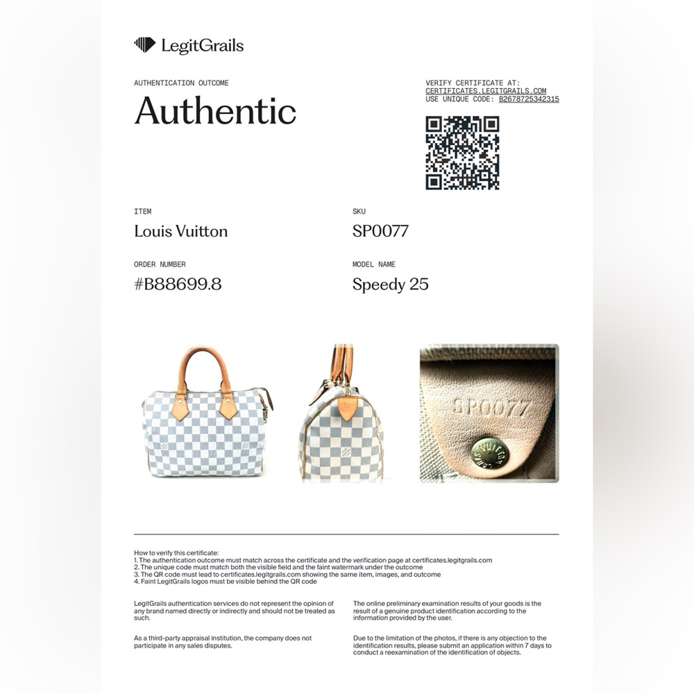 SOLD-Certified LOUIS VUITTON Damier Azur Speedy 25 - Dust Bag, Lock & Key, + COA - Picture 3 of 15